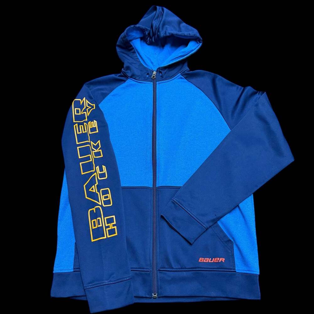 Bauer Hockey Full Zip Colorblock Hoodie Blue Size Small